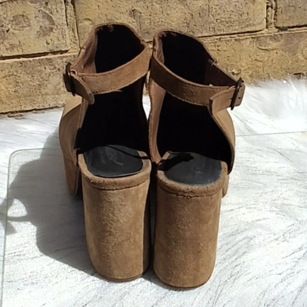 Jeffrey Campbell x Free People Leather Brown Platform Slingback Heels  Size 10 - Picture 7 of 16